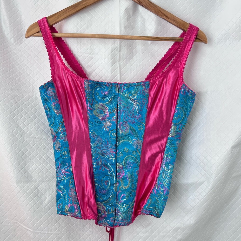 Vibrant Pink and Blue Floral corset - Picture 2 of 11